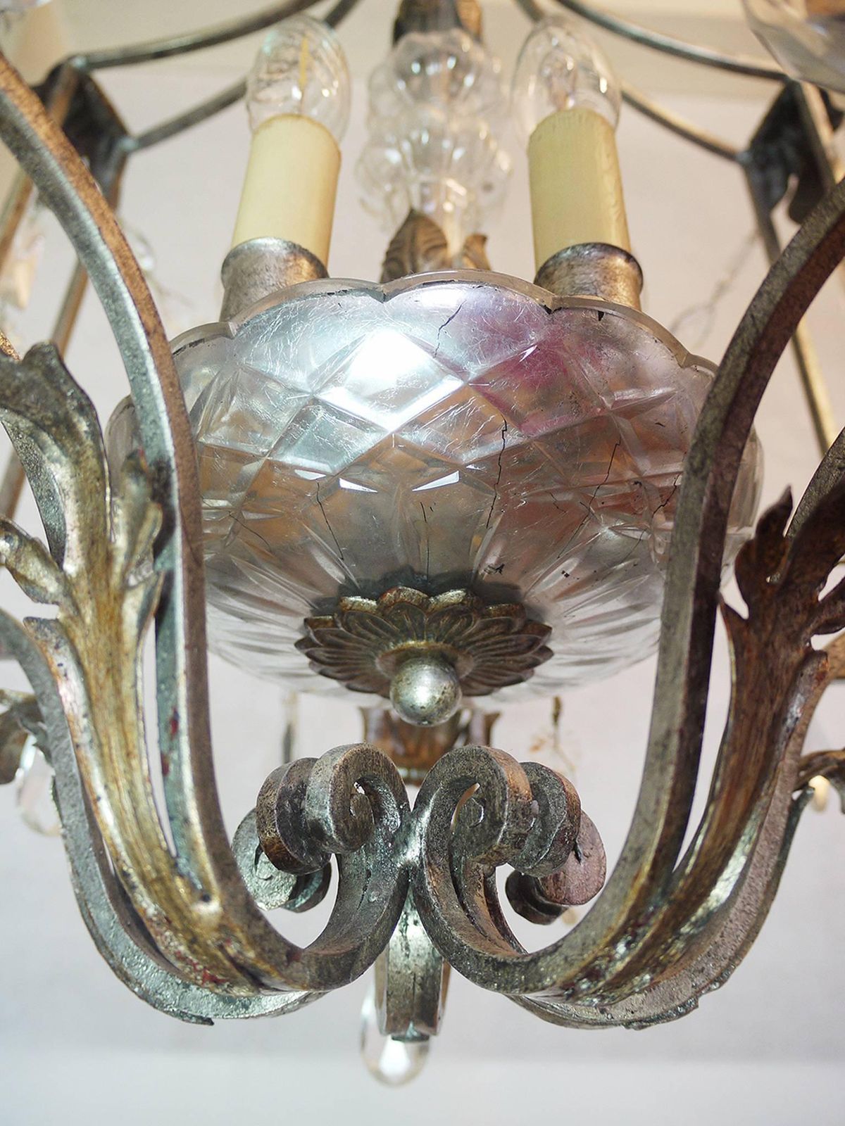 Florentine Chandelier Crystal And Wrought Iron Lantern By Bf Art, Italy photo Lighting