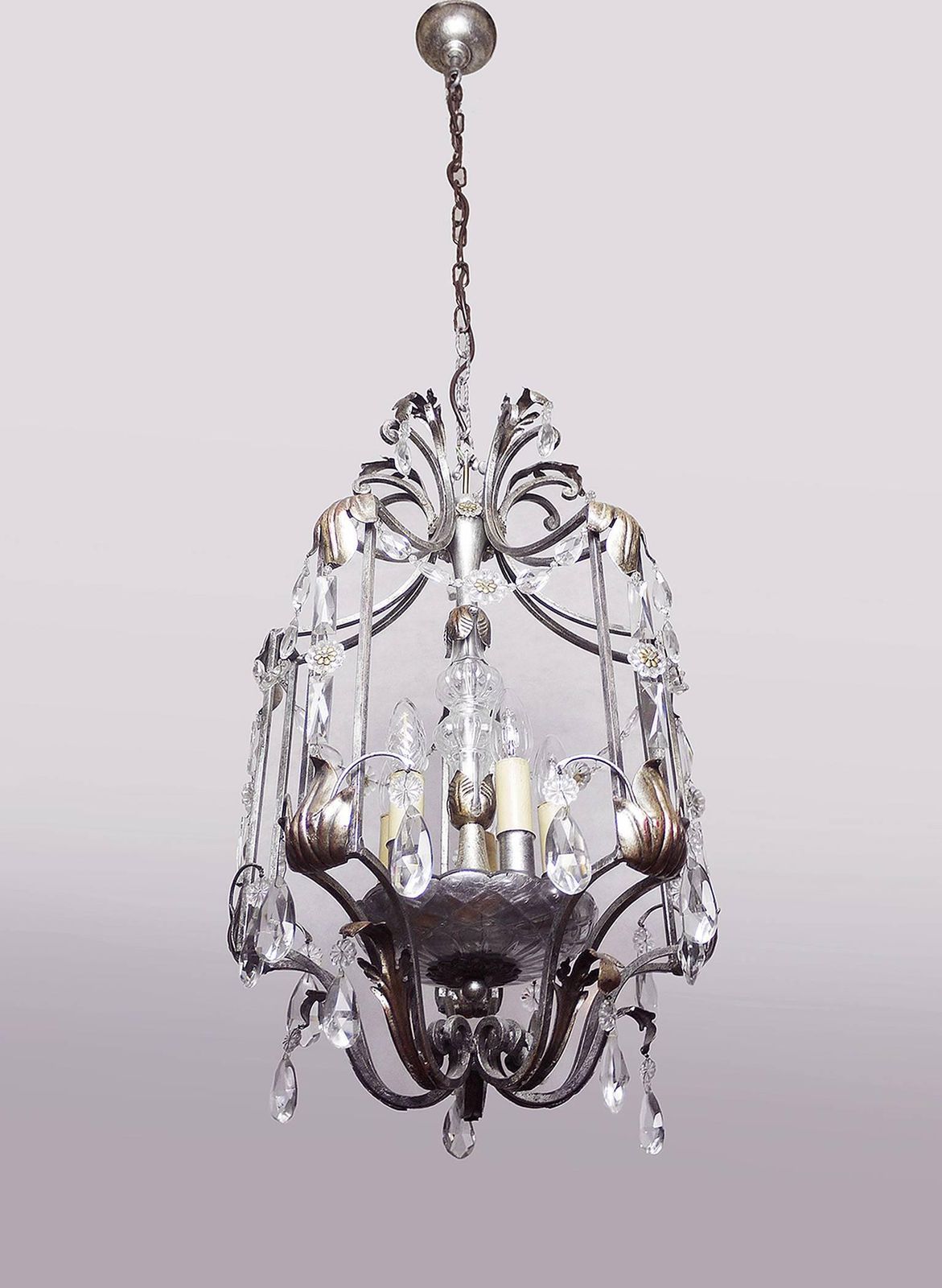 Florentine Chandelier Crystal And Wrought Iron Lantern By Bf Art, Italy photo vinterior