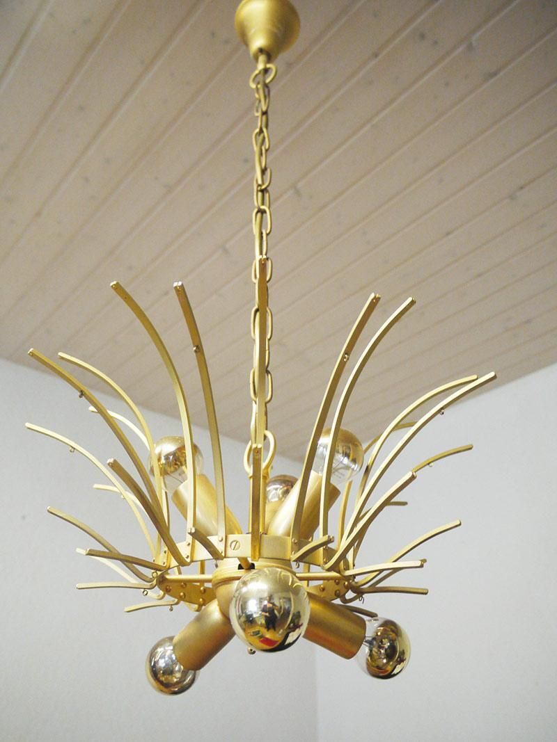 photo for sale 1 'Of 2' 1970 Germany Palwa Tear Drop Chandelier Murano Glass And Brass