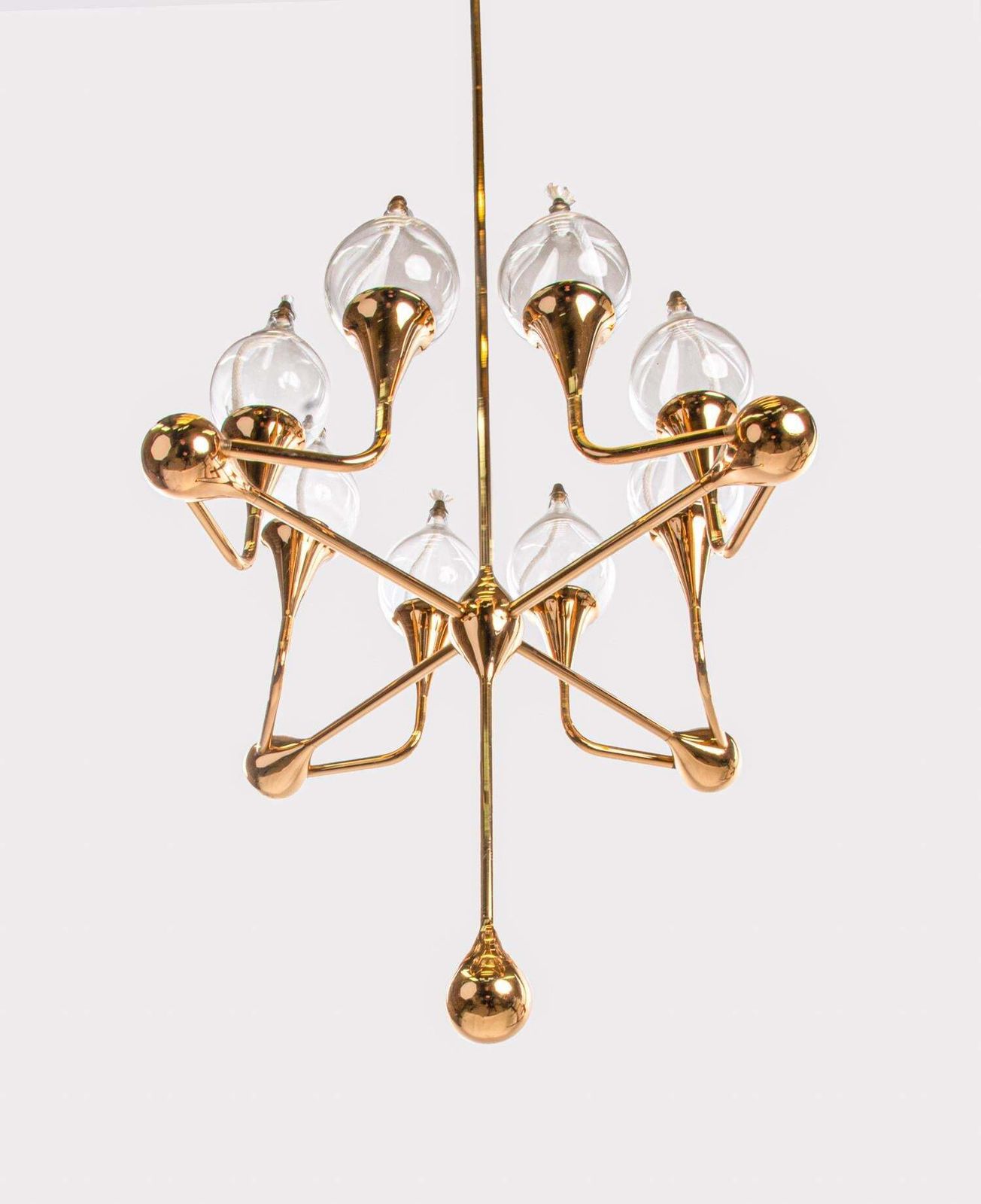 Mid Century Gold Plated Oil Candelabra Chandelier By Freddie Andersen, 1970s photo Lighting