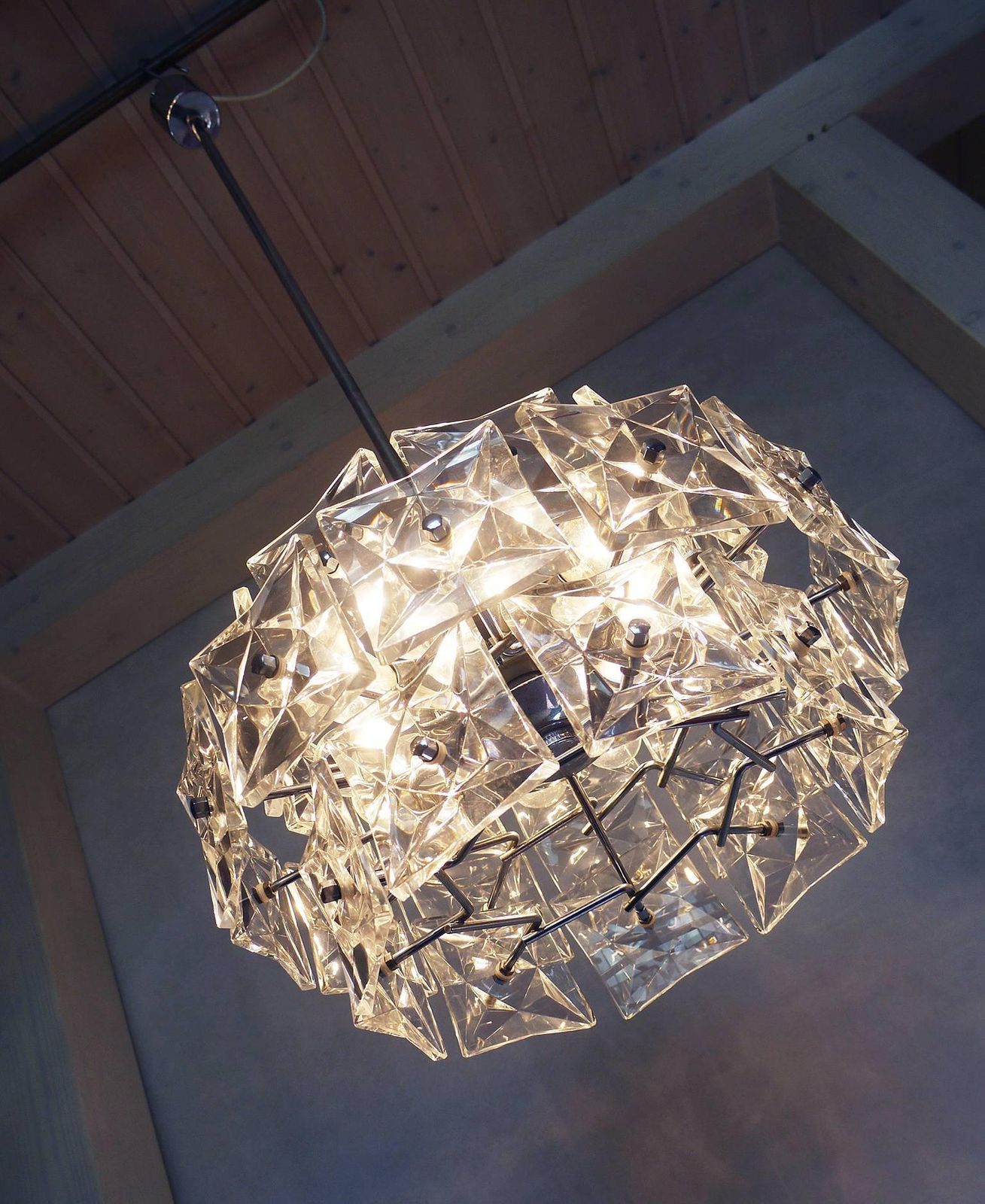 Design Chandelier Crystal & Chrome By Kinkeldey, Germany, 1960s photo for sale