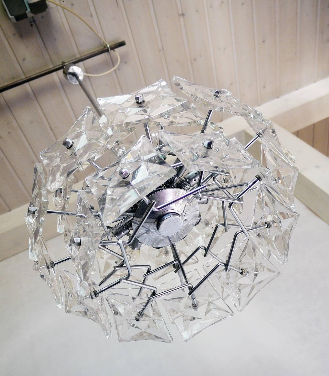 Design Chandelier Crystal & Chrome By Kinkeldey, Germany, 1960s photo vintage