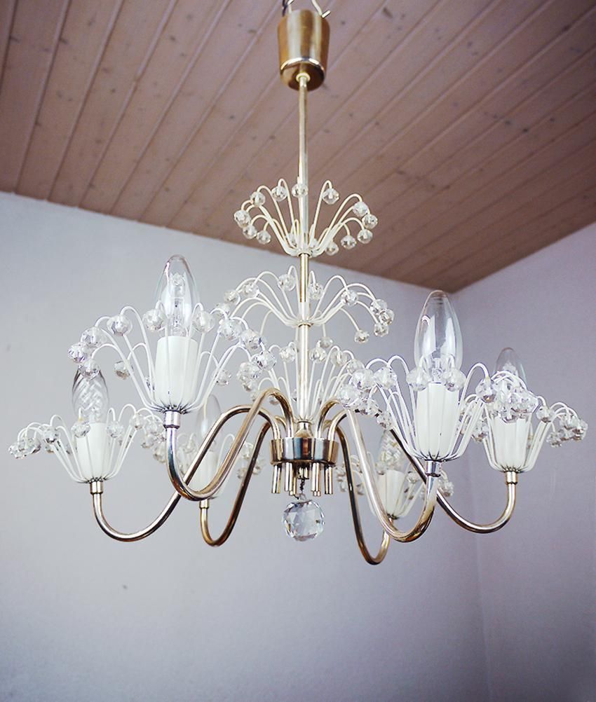 Pyra Chandelier Crystal & Brass By Emil Stejnar For Rupert Nikoll, Austria 1950 photo Lighting
