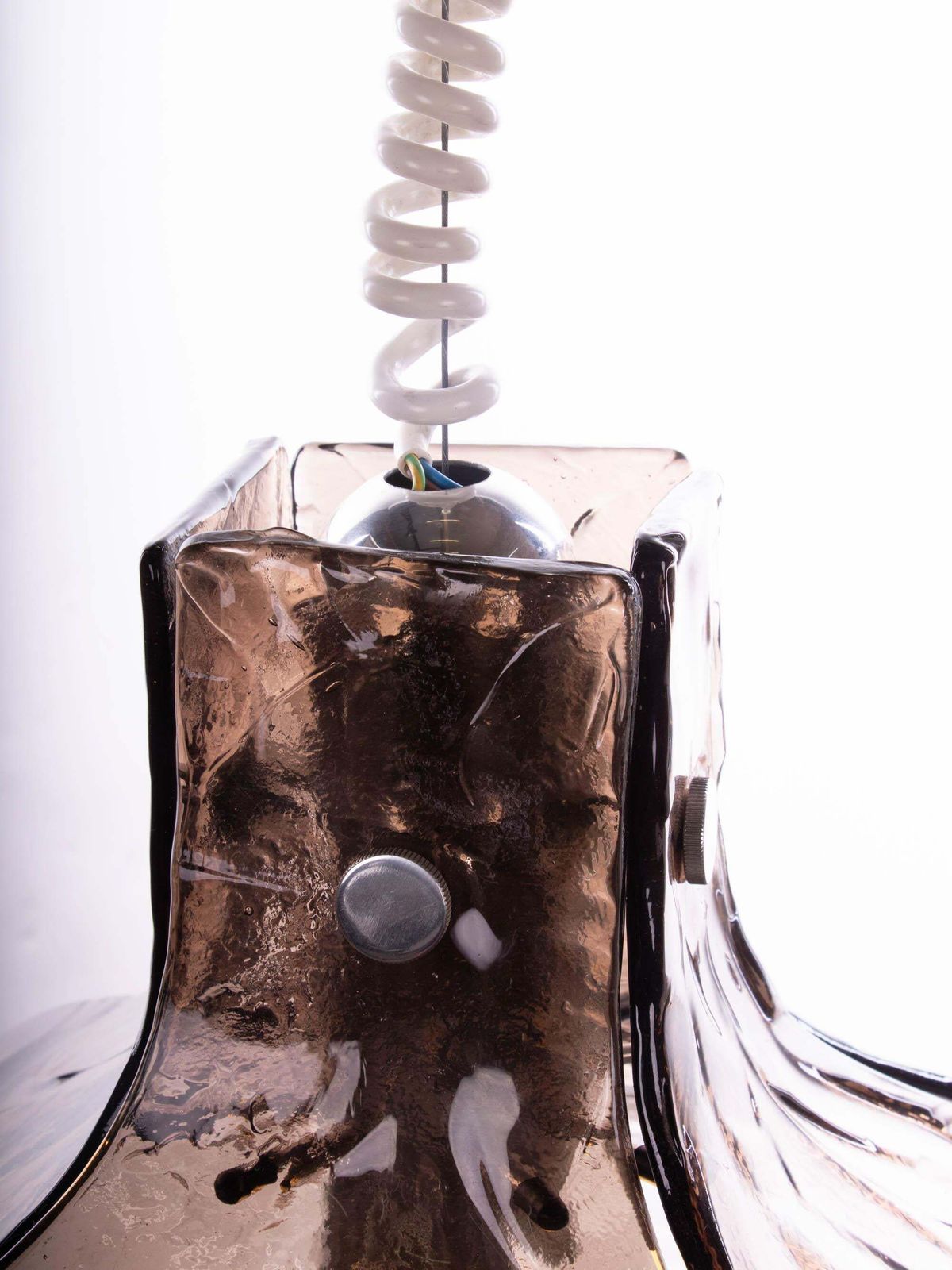 1960 Italy Mazzega Tulip Pendant Lamp Smoked Murano Glass By Carlo Nason photo Lighting