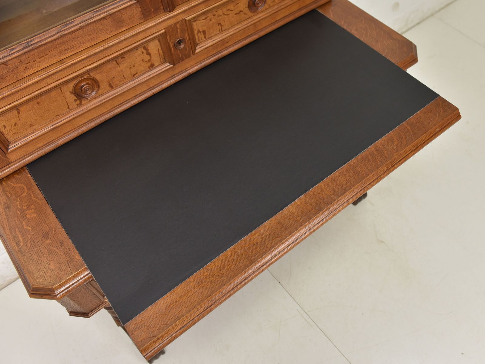 Antique! Secretary With Display Cabinet, Restored Oak Desk, Bookcase photo vinterior