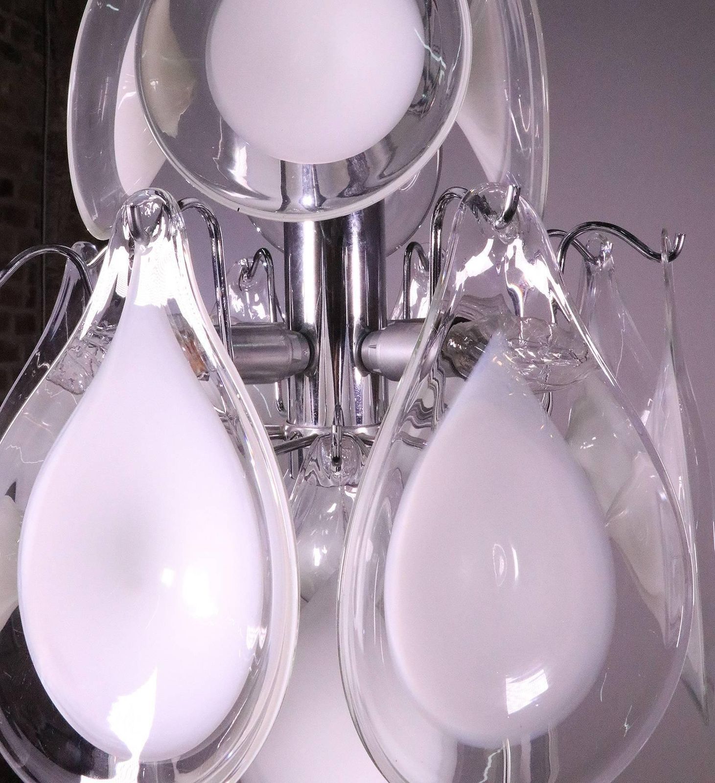 1960 Italy Vistosi Sputnik Chandelier Murano Glass & Chrome By Gino Vistosi photo for sale
