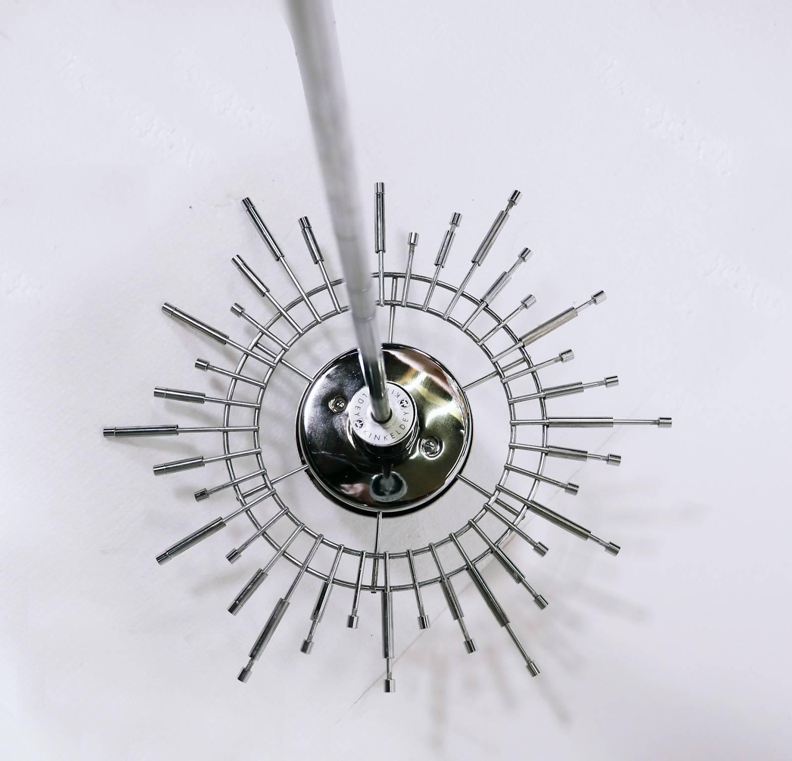 photo for sale 1960 Germany Kinkeldey Iced Sticks Chandelier Crystal Rod & Chrome