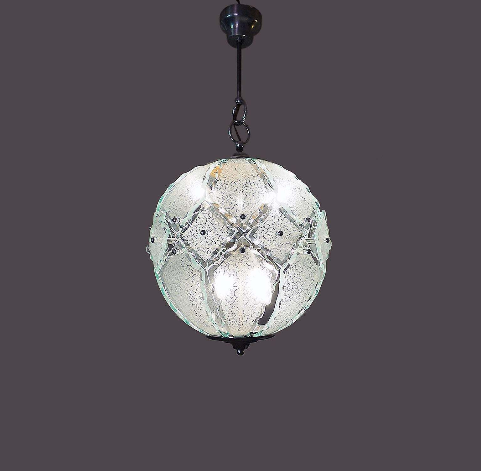 1970 Italy Fontana Arte Chandelier O4 Zero Quattro Murano Glass & Chrome photo furniture