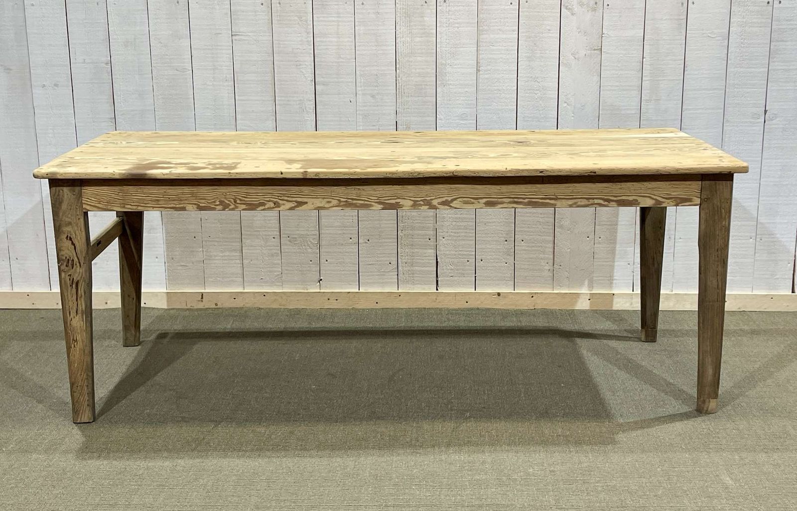 19th Century Farmhouse Table In Raw Fir And Chestnut photo vintage