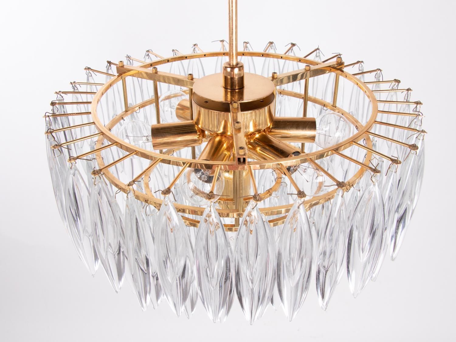 1960 Vienna Bakalowits & Sons Chandelier Crystal & Gold Plated photo vinterior