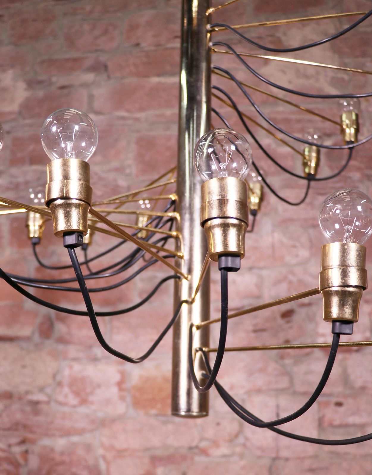 Spiral Brass Chandelier Designed In Italy By Gino Sarfatti, 1950s photo buy