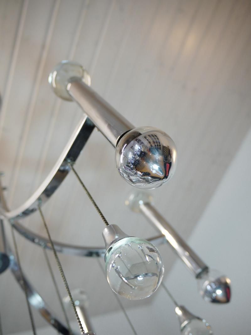 Sciolari Sputnik Chandelier Murano Glass & Chrome, Italy, 1970s photo Lighting