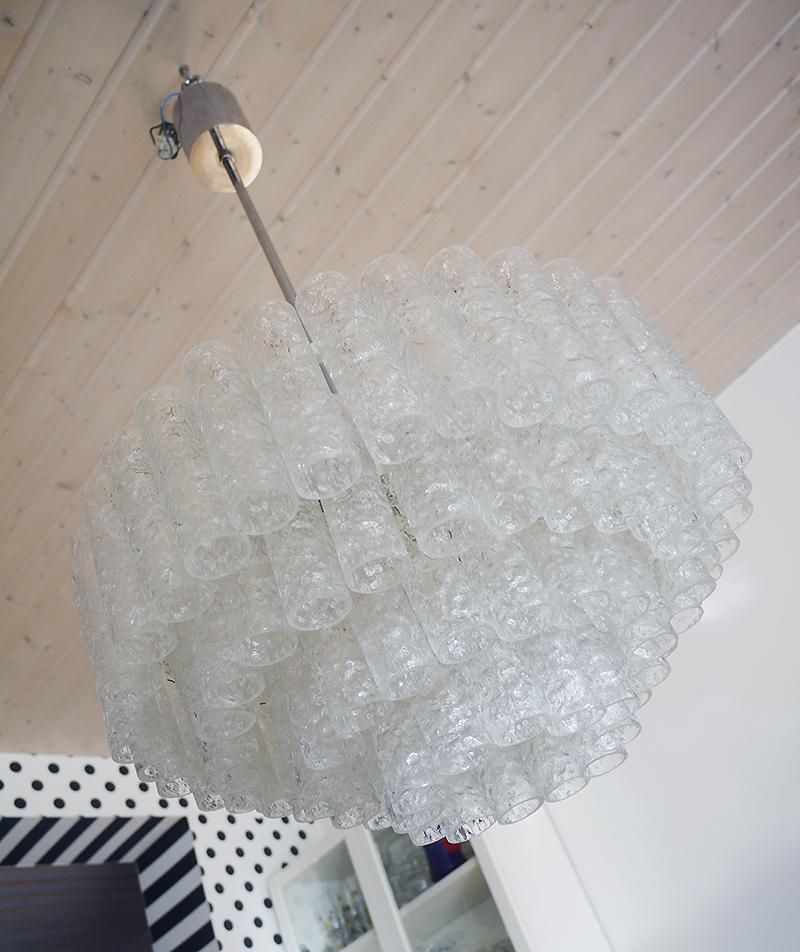 1 ’Of 2’ Cascading Doria 20" Murano Chandelier Iced Glass Tubes, Germany 1960s photo furniture