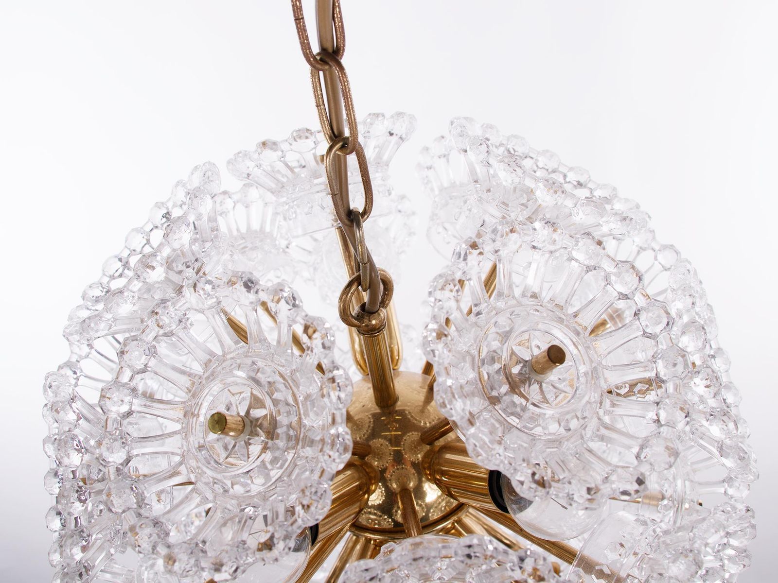 Sputnik Murano Chandelier Glass & Brass By Venini Attr. 1960s photo vinterior