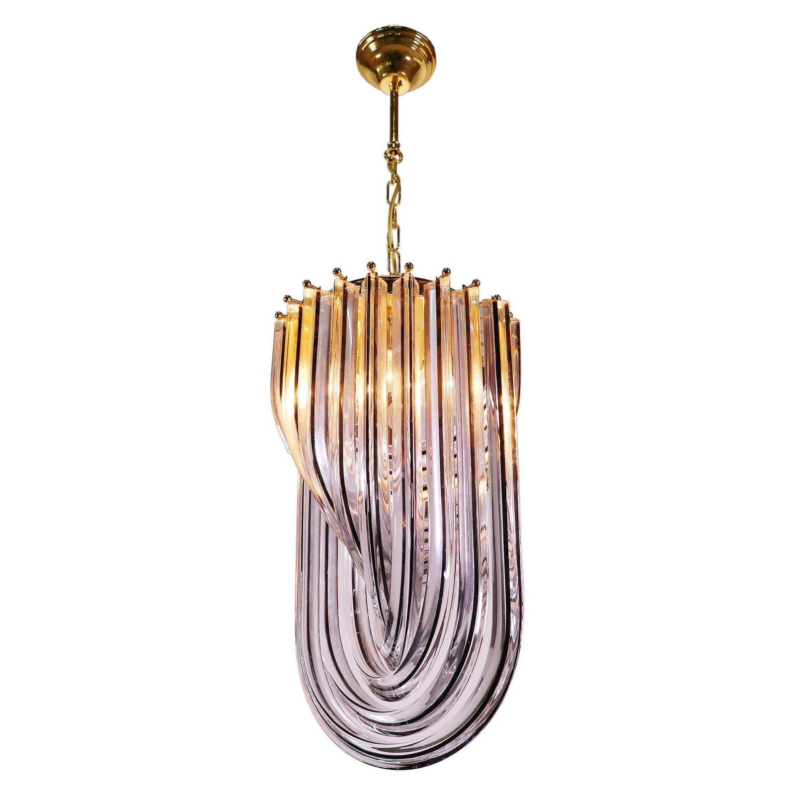 Triedri Curvati Murano Glass Chandelier By Carlo Nason For Venini, Italy