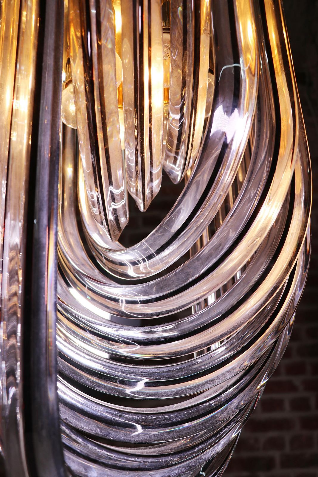 photo for sale Triedri Curvati Murano Glass Chandelier By Carlo Nason For Venini, Italy