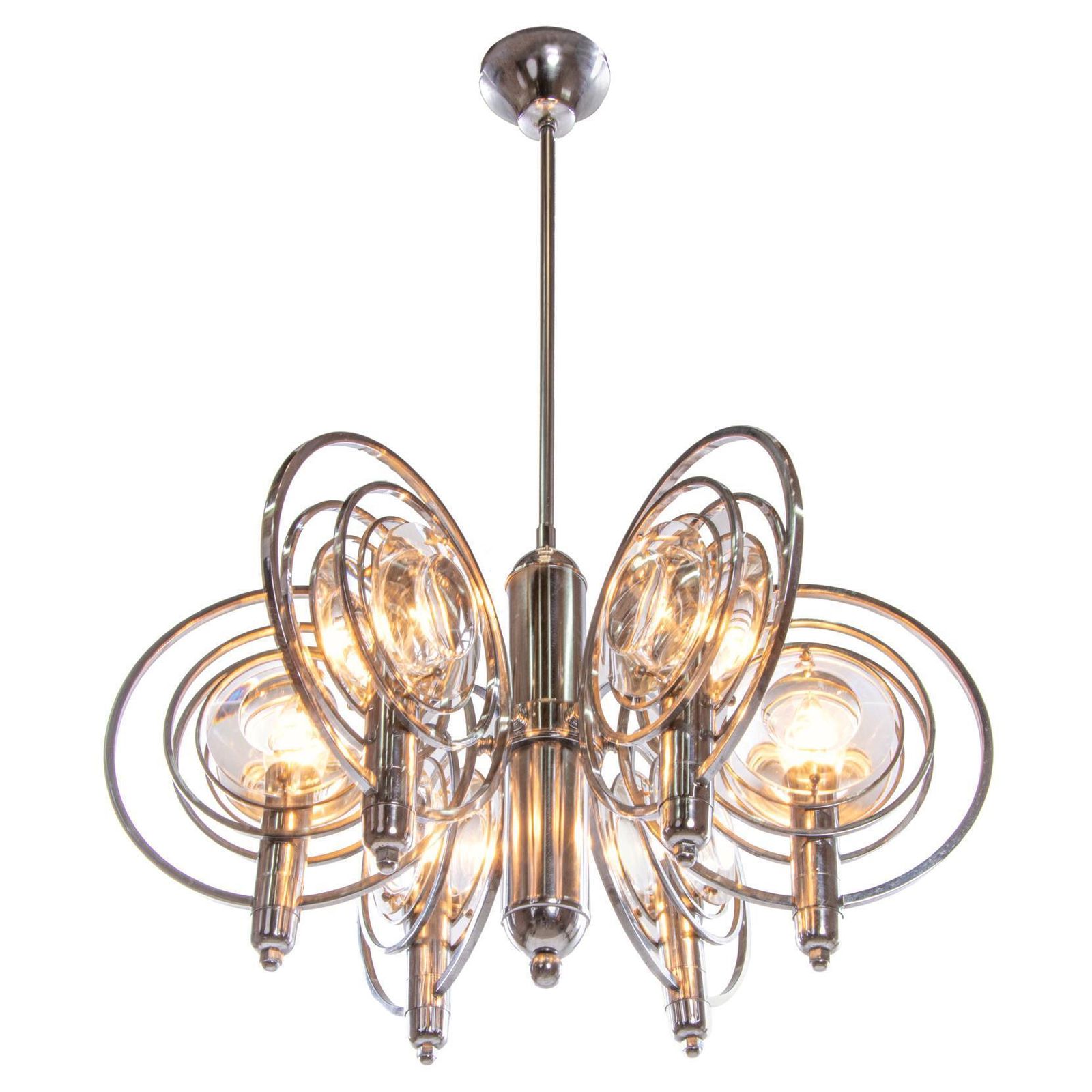 Oscar Torlasco Optical Lens Chandelier By Stilkronen, Italy, 1970s