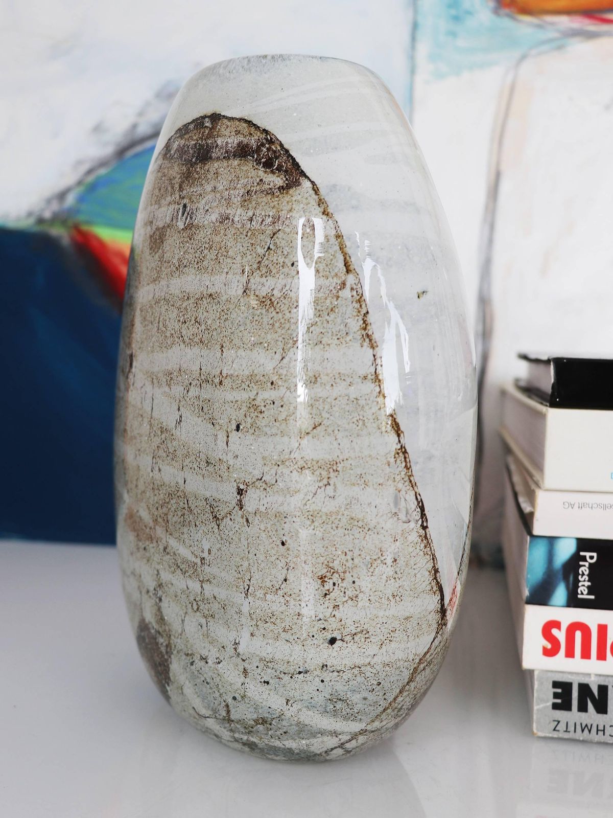 Large Ovoid Blown Glass Vase With Foil Inclusions photo Home Decor