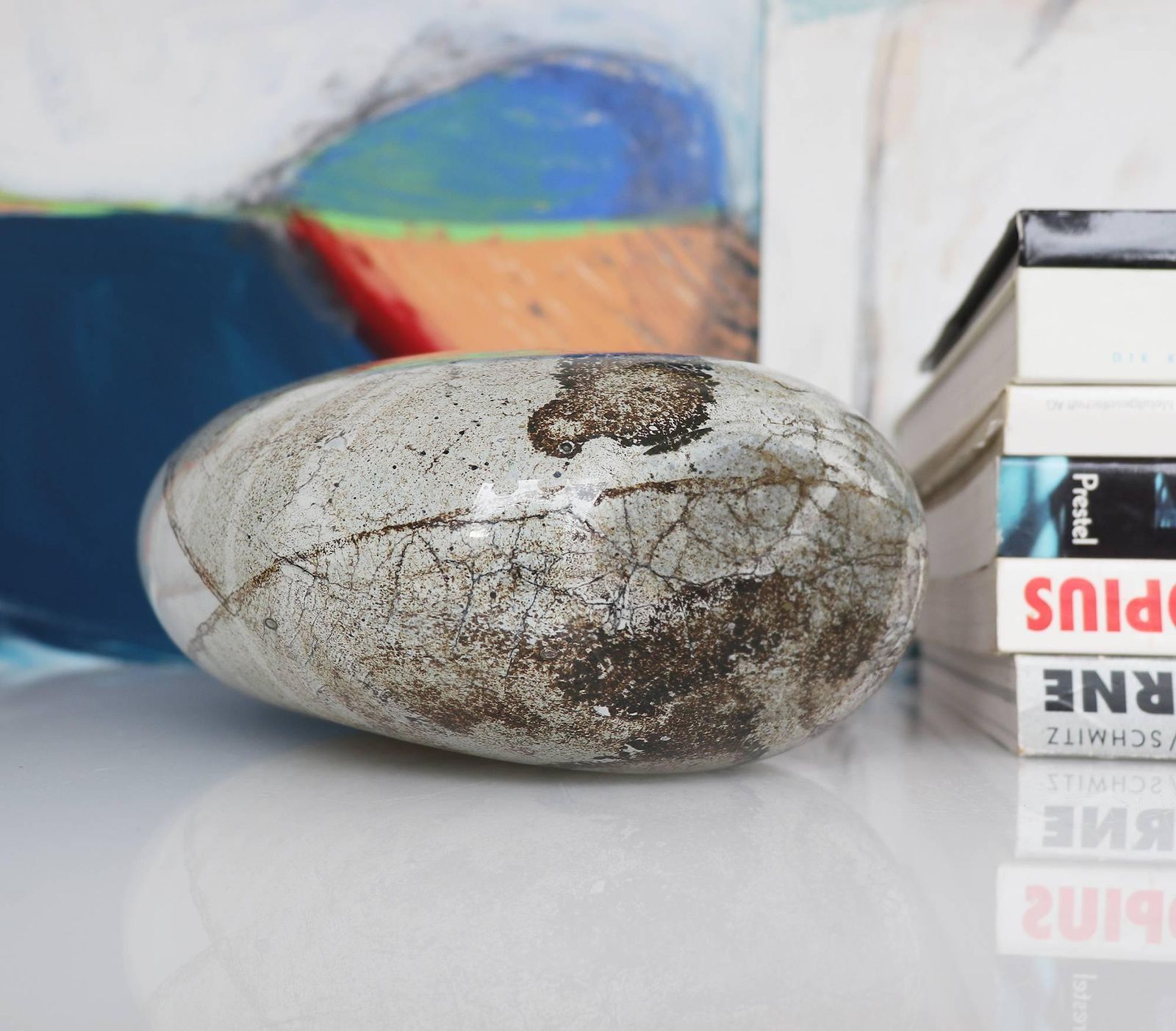 Large Ovoid Blown Glass Vase With Foil Inclusions photo 1353.0