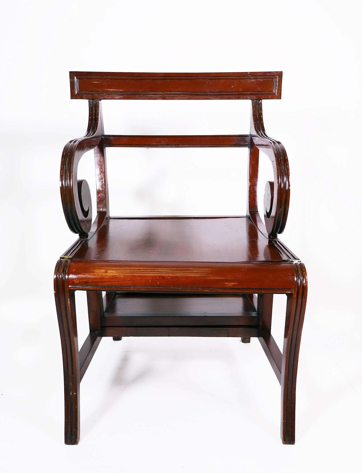 Antique Metamorphic Mahogany Library Armchair Chair, English Regency, Circa 1810 photo Furniture