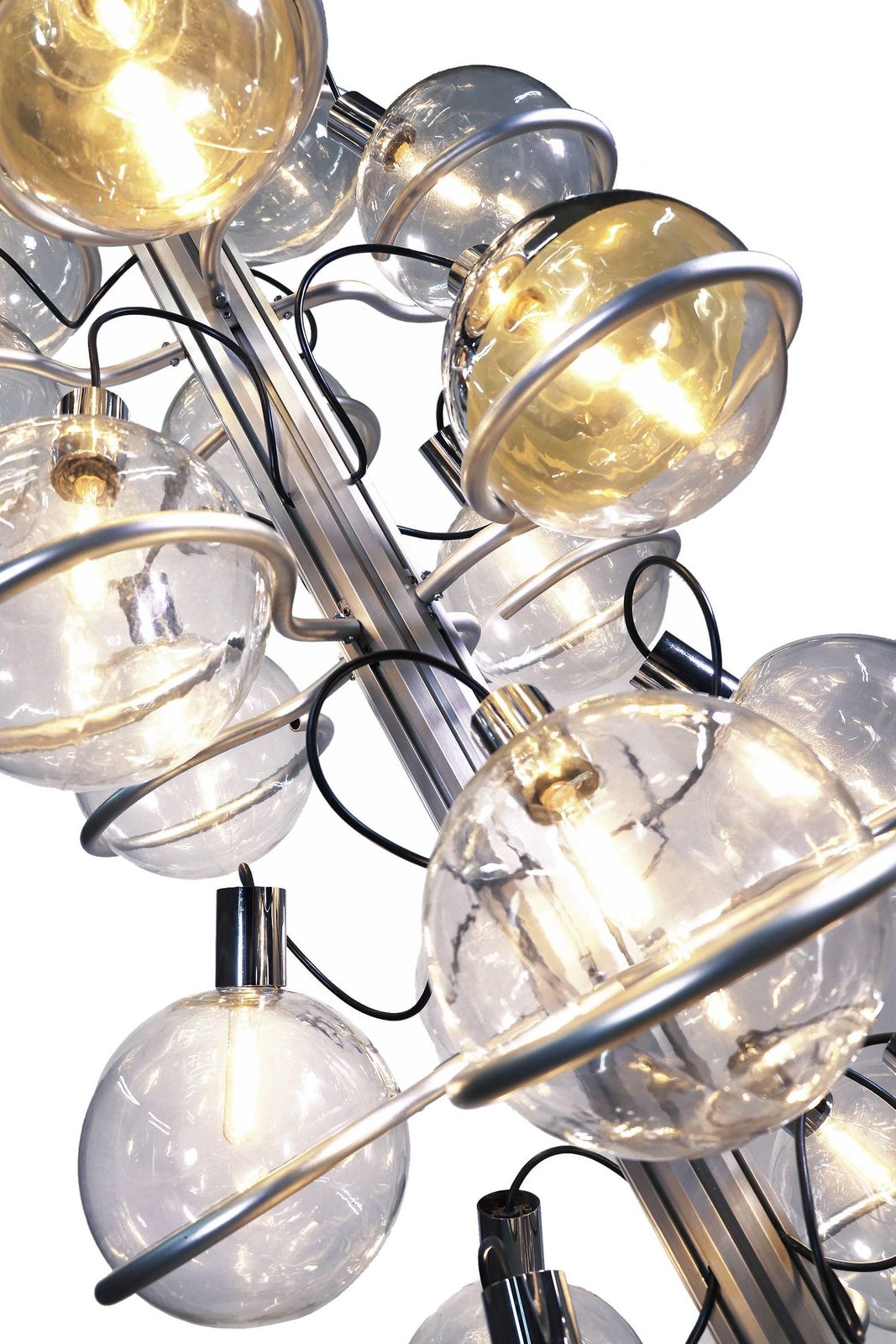 Unique Monumental 102“ Foyer Lighting Object 32 Globes By Sarfatti Attr., 1960s photo vintage