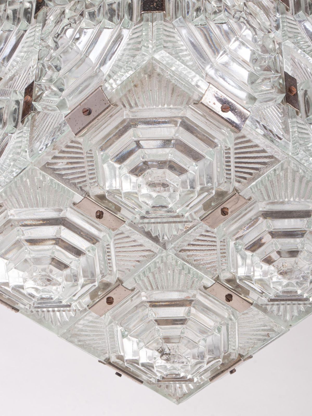 photo furniture 1960 Kamenicky Senov Bohemian Ceiling Light Glass Cube Chandelier