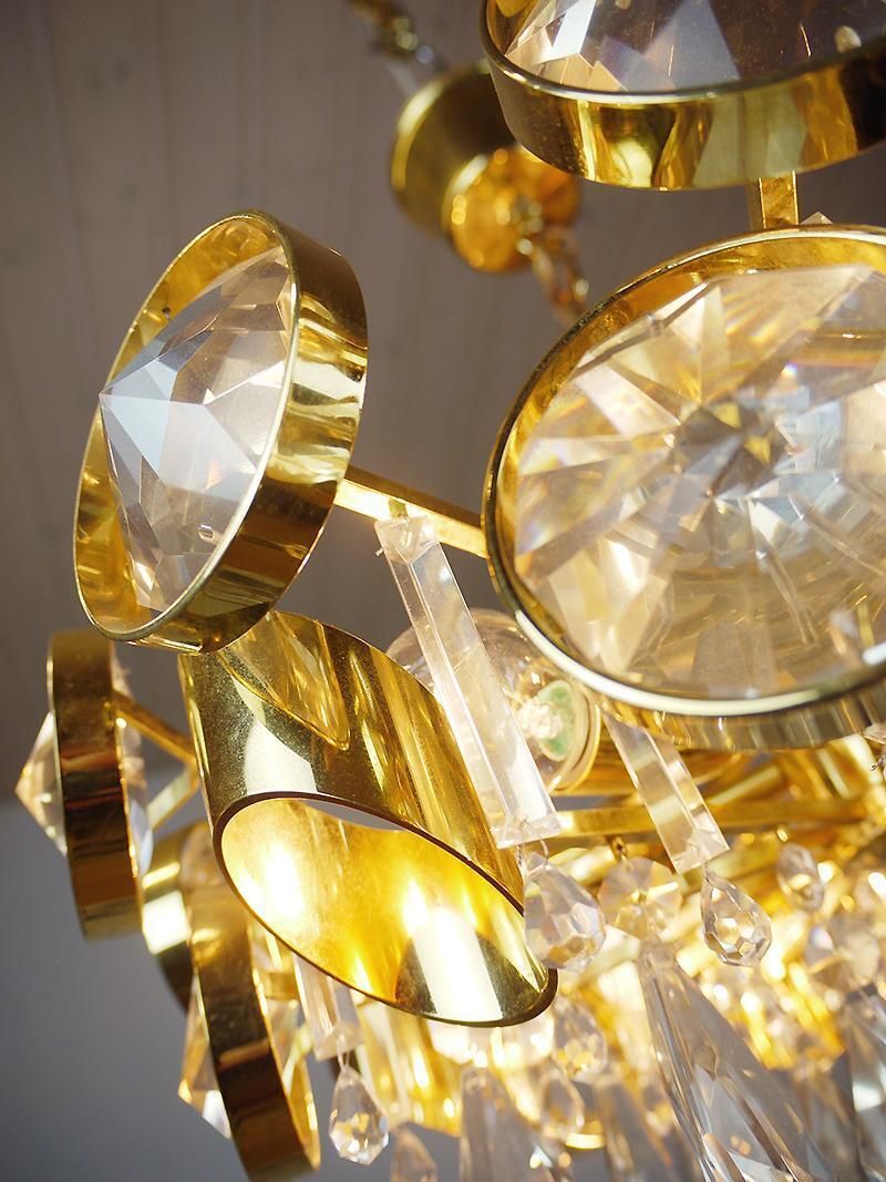 Lobmeyr Bubbles Chandelier Crystal Glass & Gilt Brass, Austria, 1960s photo for sale