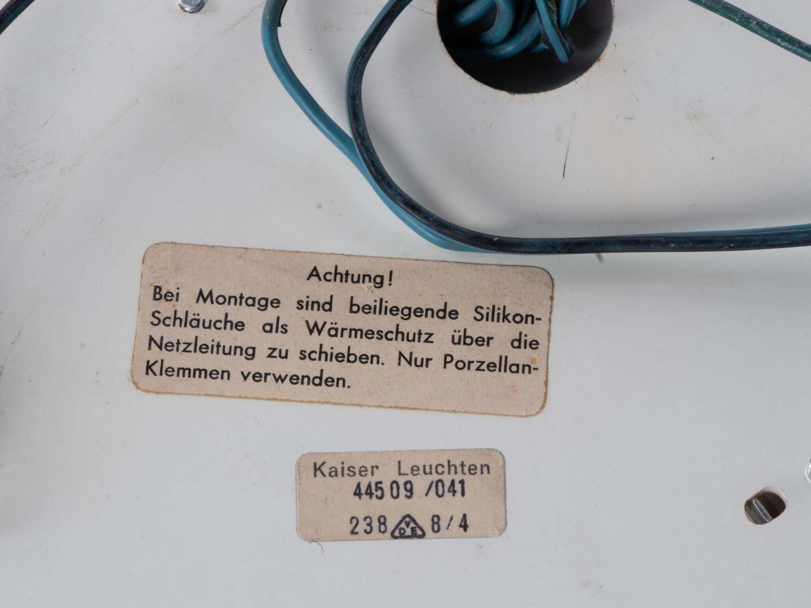 1 'Of 2' 1960s Germany Kaiser Flush Mount Ceiling Lamp Murano Glass & Brass photo vintage