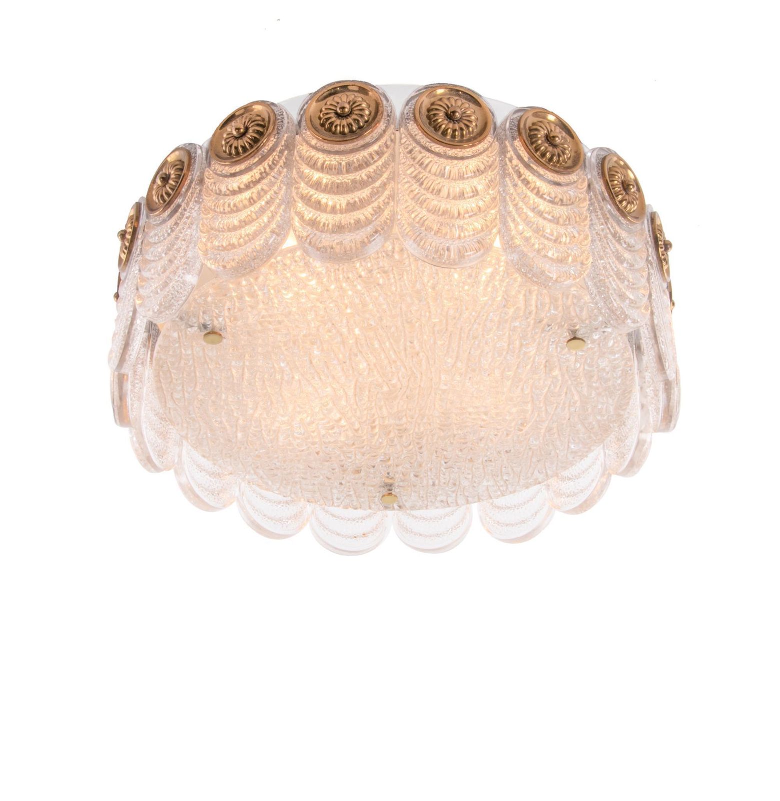 photo furniture 1 'Of 2' 1960s Germany Kaiser Flush Mount Ceiling Lamp Murano Glass & Brass