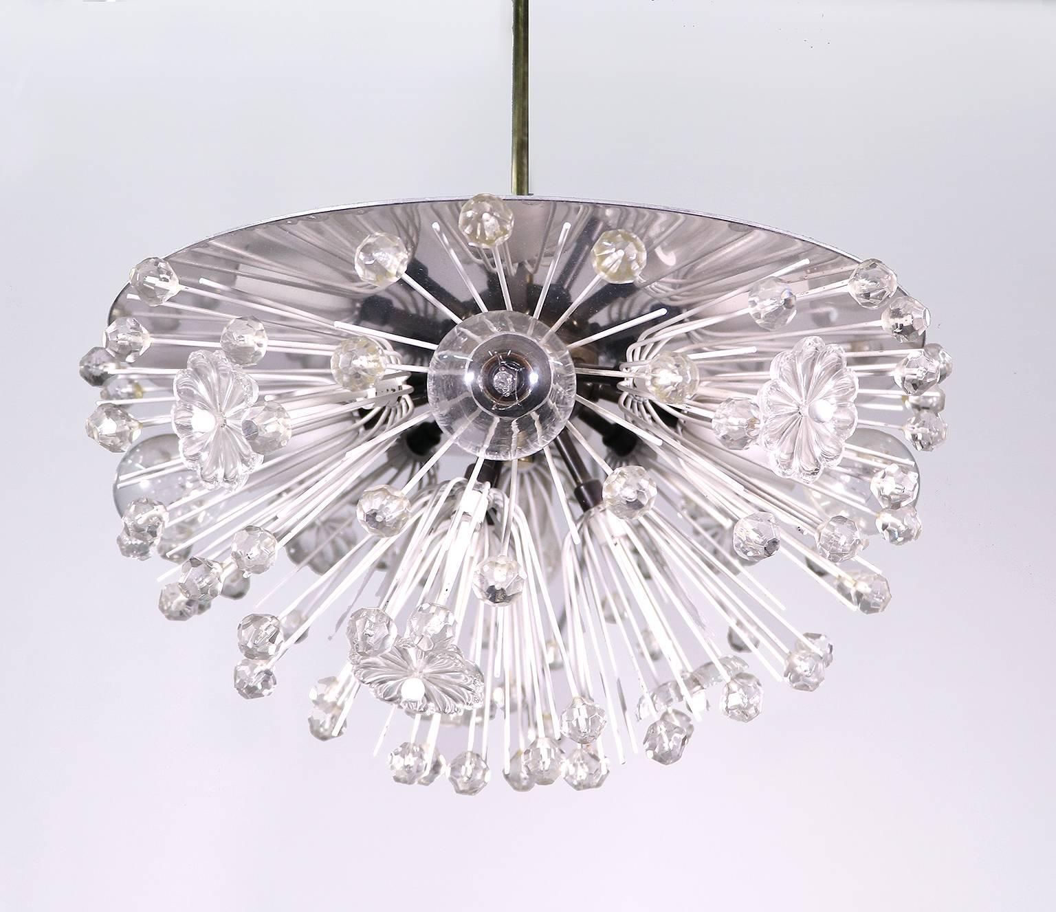Sputnik Chandelier Crystal & Chrome By Emil Stejnar, Rupert Nikoll, Austria 1950 photo vintage