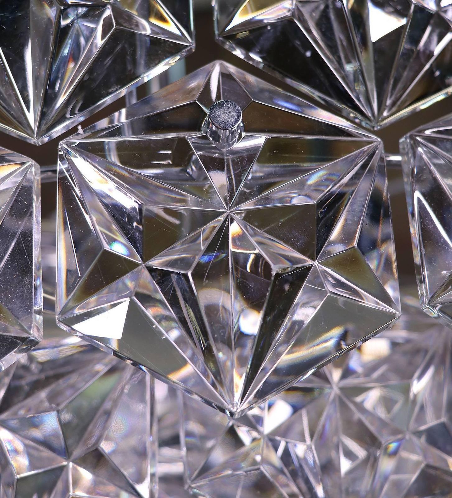 1960 Germany Kinkeldey Large Chromed Crystal Chandelier photo Lighting