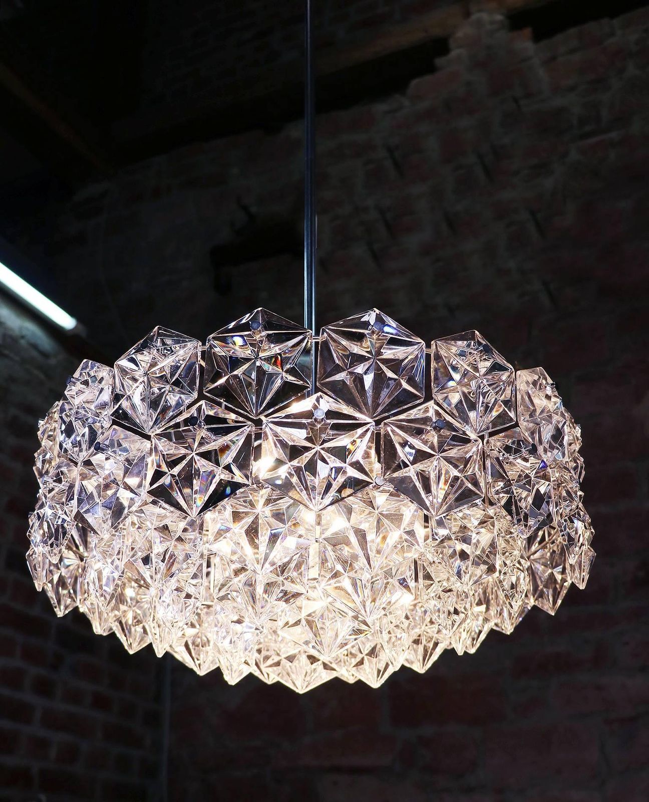 1960 Germany Kinkeldey Large Chromed Crystal Chandelier photo 2899.0
