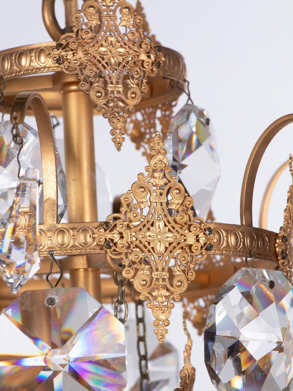 Ernst Palme Glamorous Jewel Swarovski Crystal & Gilt Brass Chandelier, 1960s photo Lighting