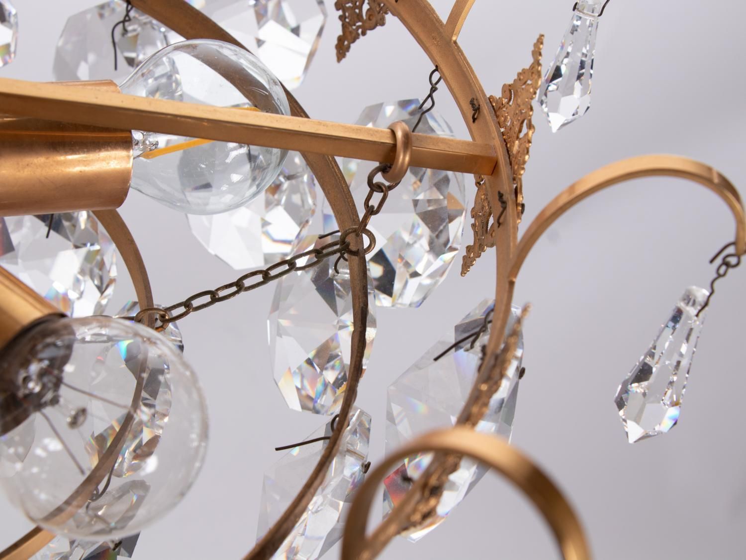 Lighting Ernst Palme Glamorous Jewel Swarovski Crystal & Gilt Brass Chandelier, 1960s photo