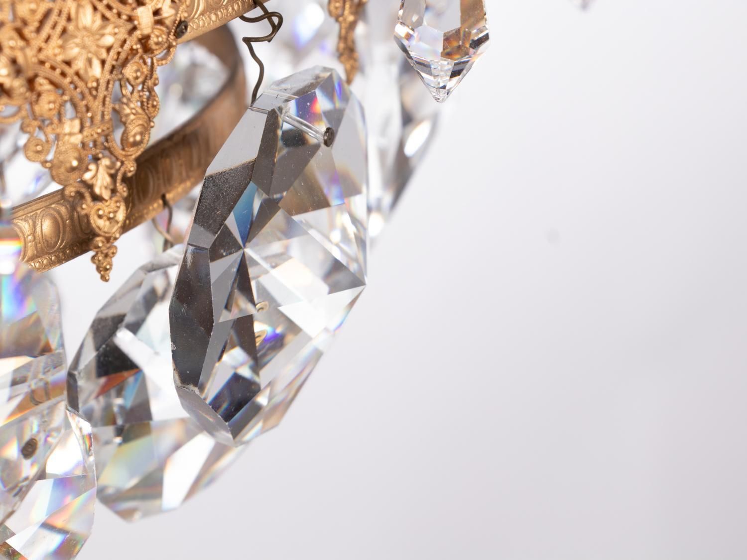 3828.0 Ernst Palme Glamorous Jewel Swarovski Crystal & Gilt Brass Chandelier, 1960s photo