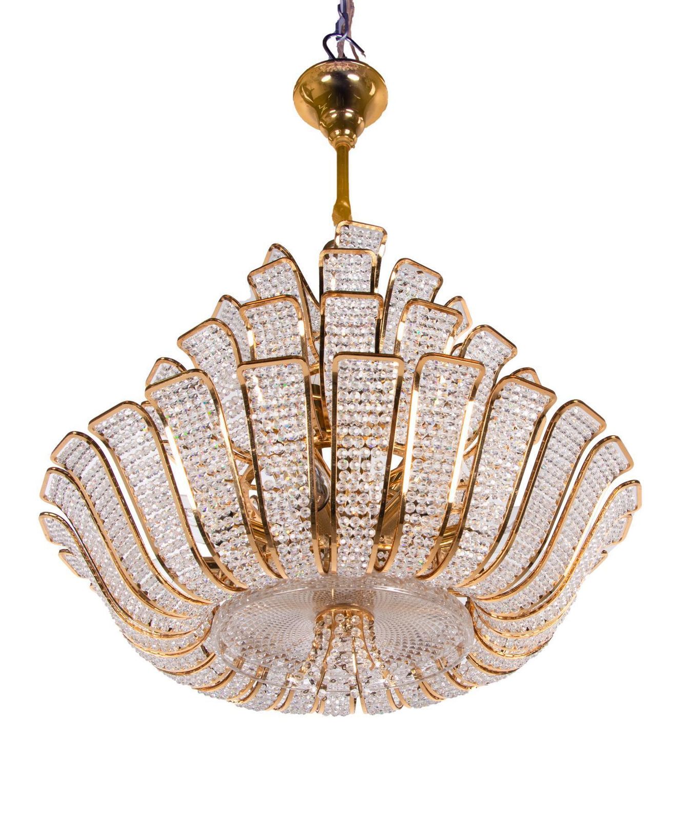 Hollywood Regency Chandelier Crystal & Gilt Brass By Palwa, Germany 1960 photo furniture