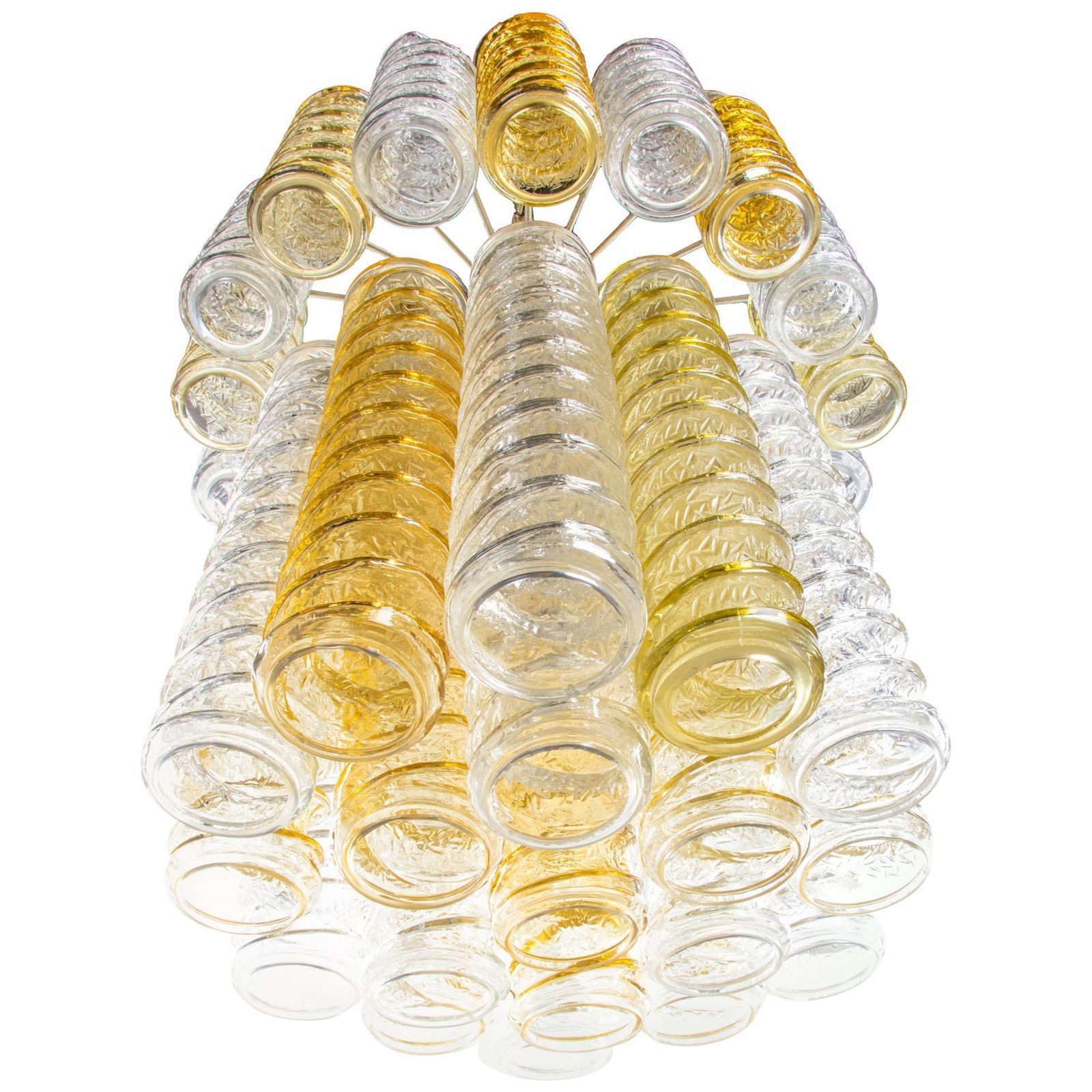 1960 Italy Venini 'Swirl' Chandelier With Twisted Amber & Clear Murano Glass