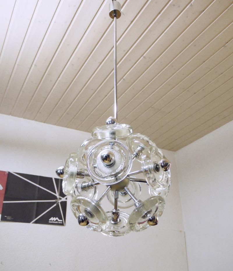 Mid Century Modern Handblown White Murano Glass And Chrome 12 Arm Sputnik photo furniture