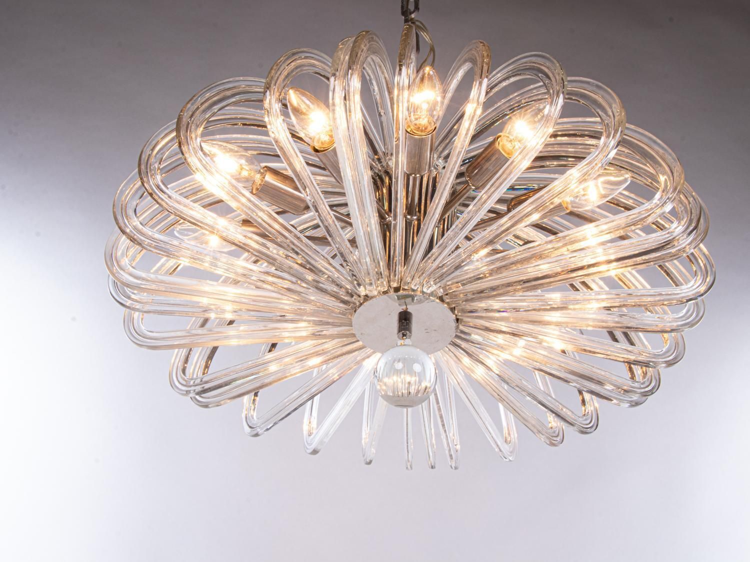 Bakolowits 26" Wave Form Chandelier Crystals & Nickel, Cari Zalloni, Vienna 1960 photo Lighting