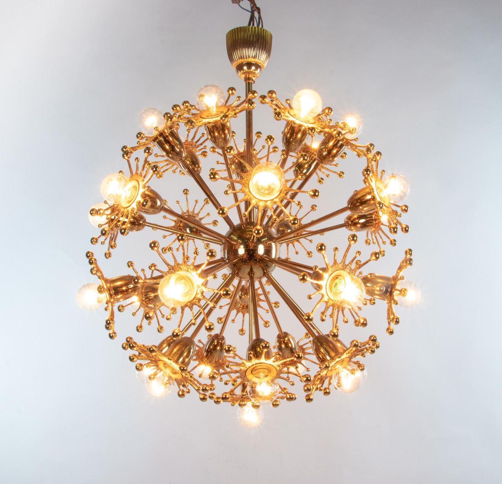Palwa 26" Starburst Sputnik Chandelier Gold Plated Brass, 1960s photo Lighting
