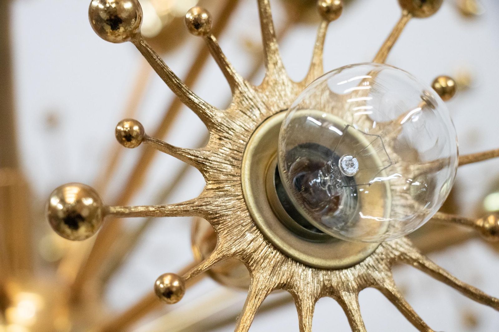 Palwa 26" Starburst Sputnik Chandelier Gold Plated Brass, 1960s photo 6571.0