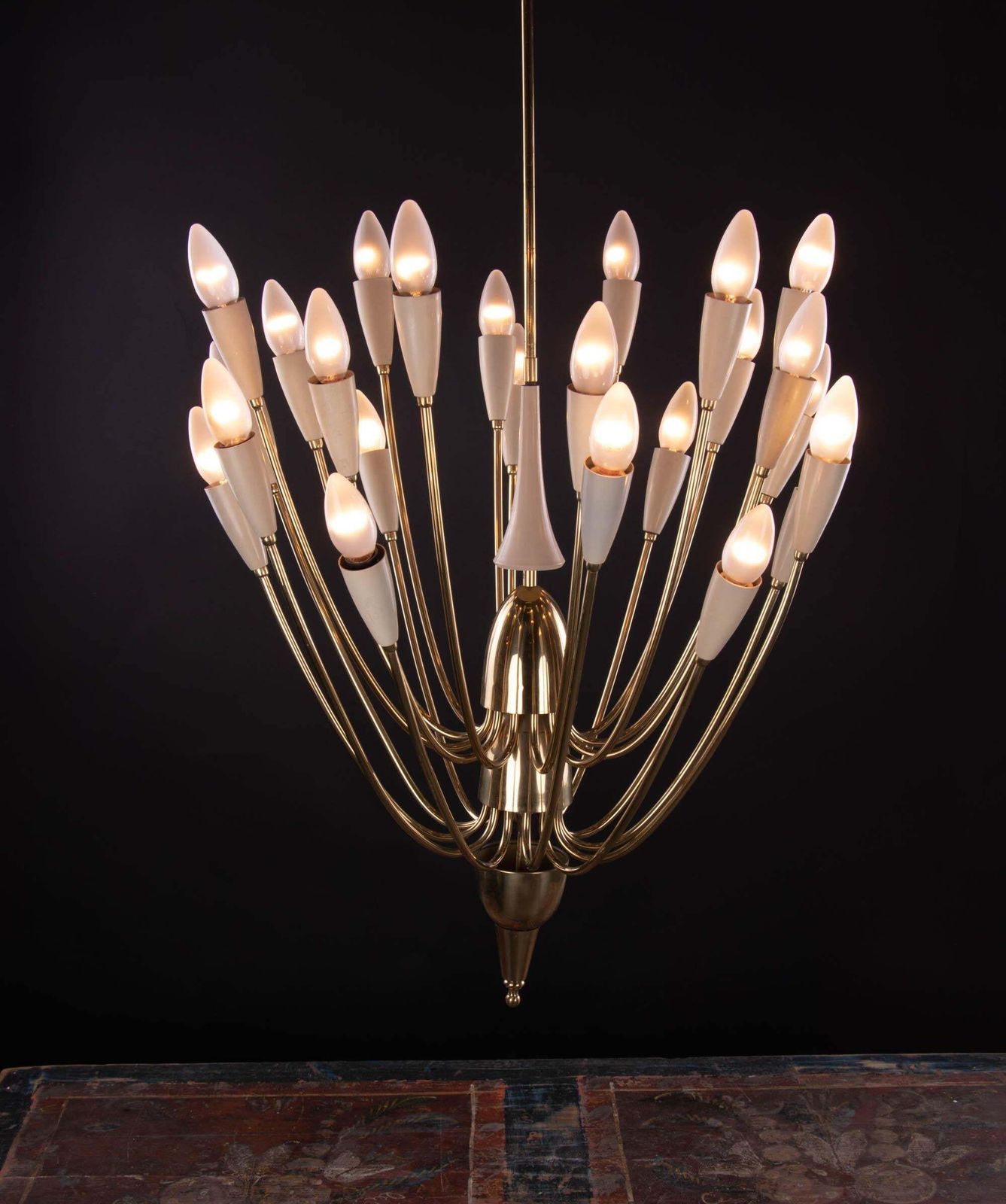 photo furniture Monumental 24" Sputnik Chandelier Enamel & Brass By Kalmar, Austria 1950