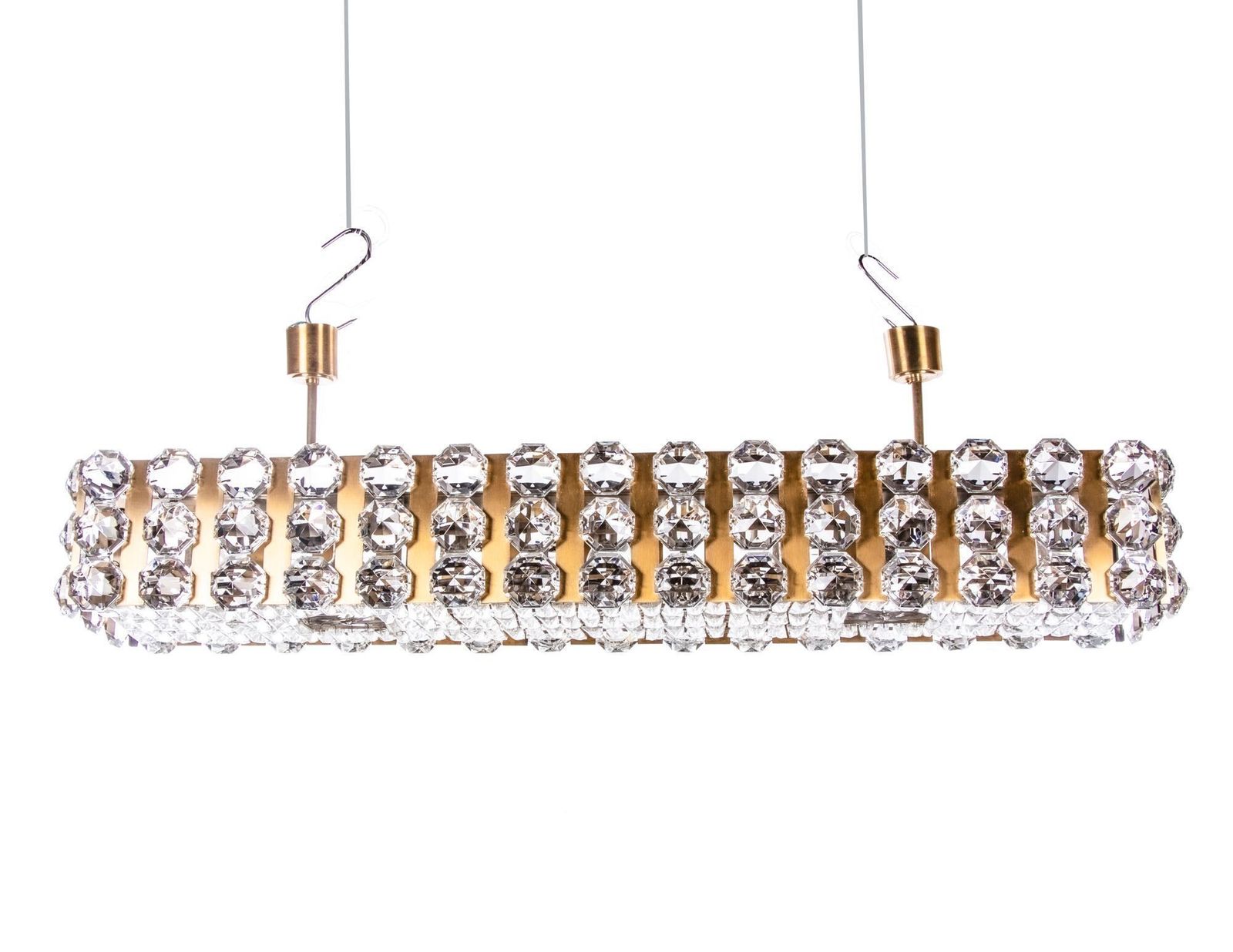 photo for sale 1 (Of 2) Bakalowits & Sons 49" Flush Mount Chandelier Crystal & Brass