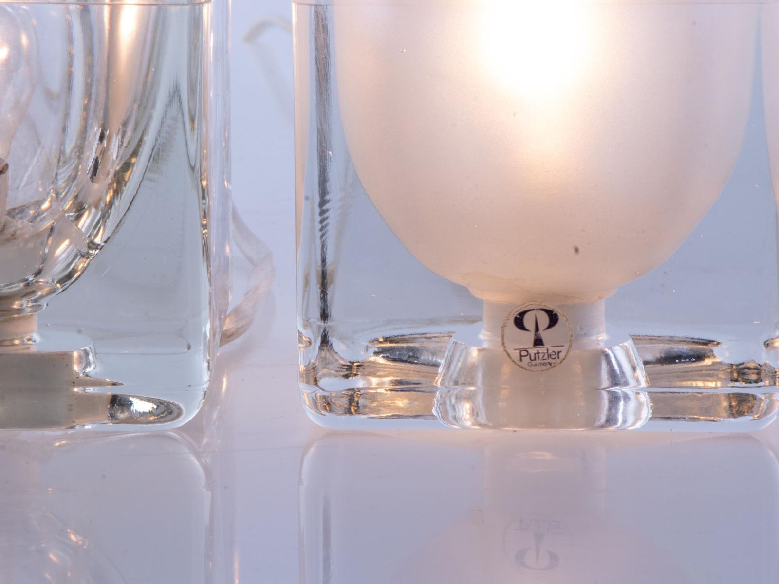 Iced Glass Cube Table Lamp By Peill & Putzler 1970s, Set Of 2 photo Lighting