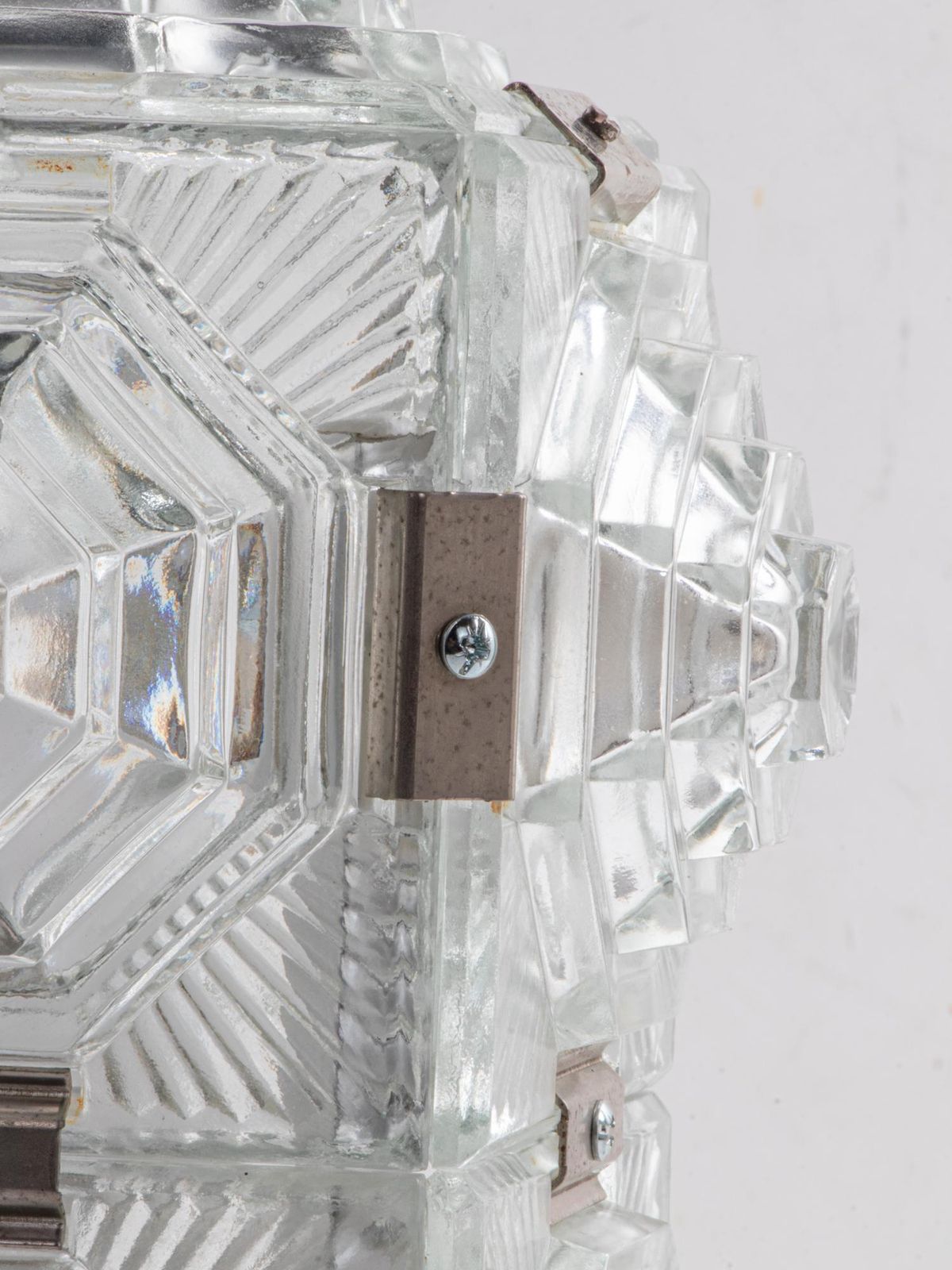 Bohemian Cubist Table Lamp Glass & Chrome By Kamenicky Senov, 1980s photo Lighting