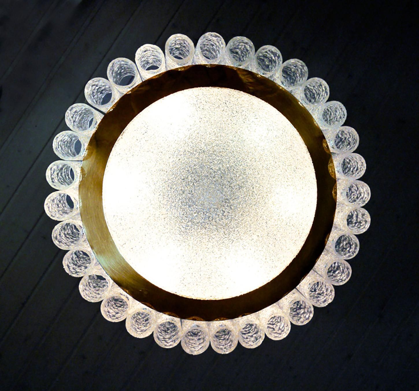 1960s Murano Glass And Brass Flush Mount By Doria Leuchten Germany photo furniture