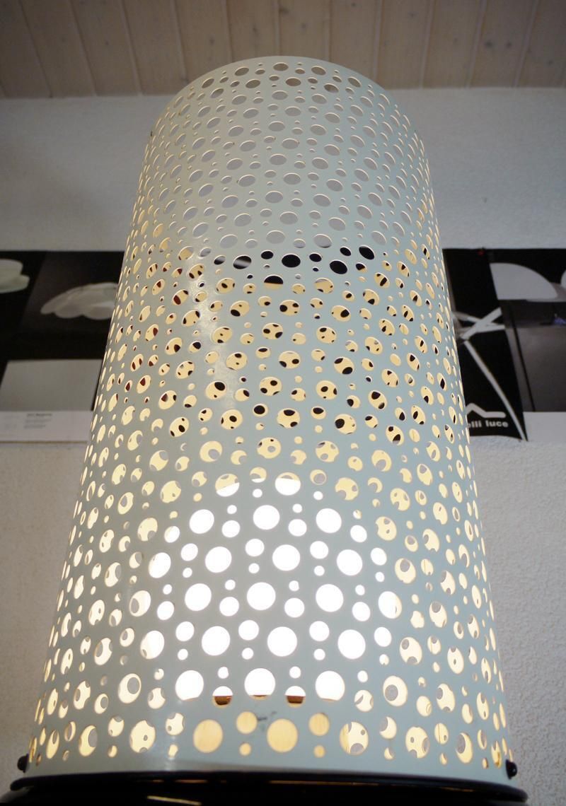 1950s Italy Perforated Metal Floor Lamp Black & White In The Manner Of Stilnovo photo 1693.0