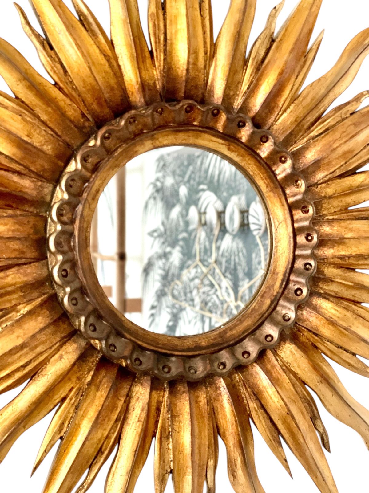 Giltwood Sunburst Wall Mirror, Early 20th Century photo for sale