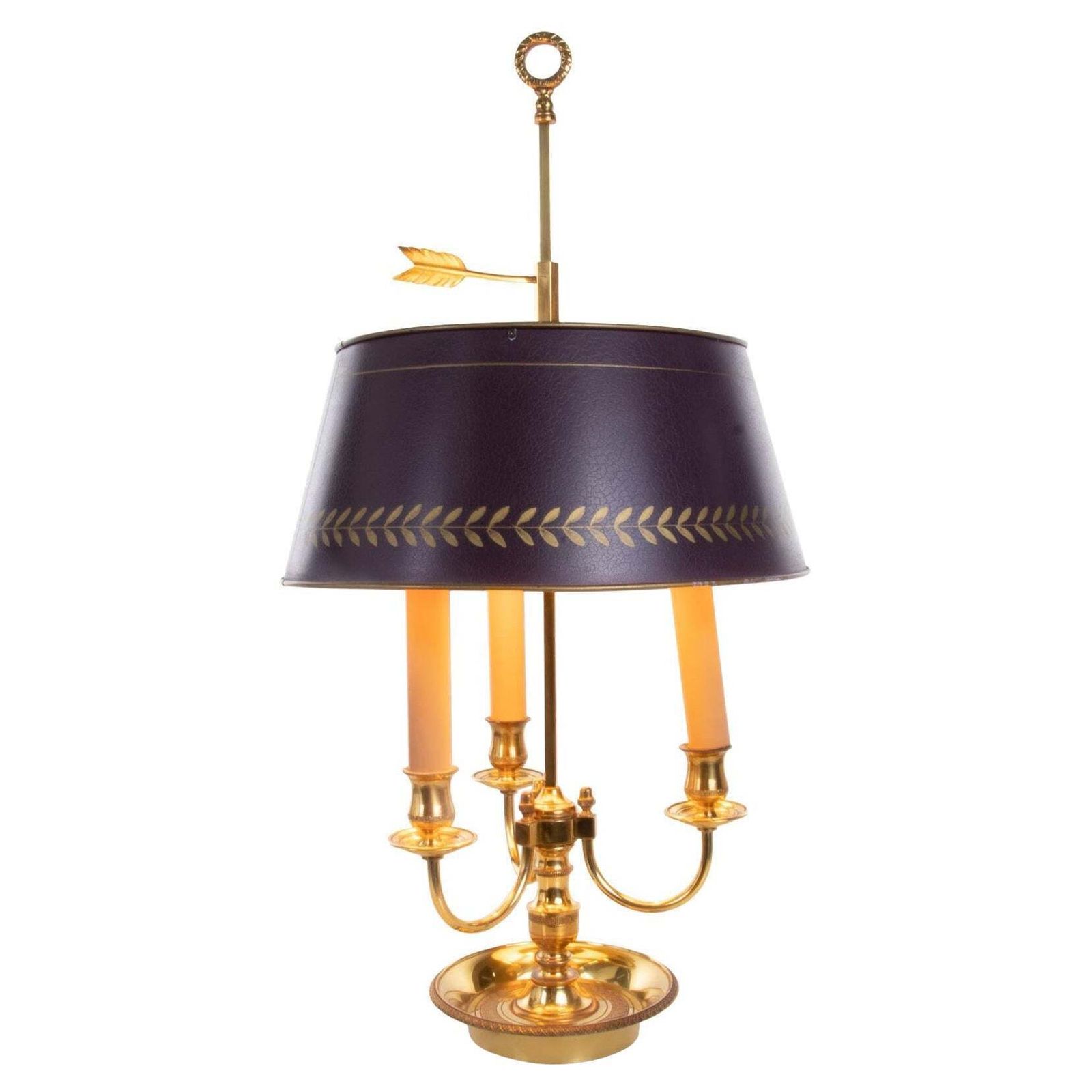 French Bonze & Tole Louis XV Style Bouillotte Table Lamp