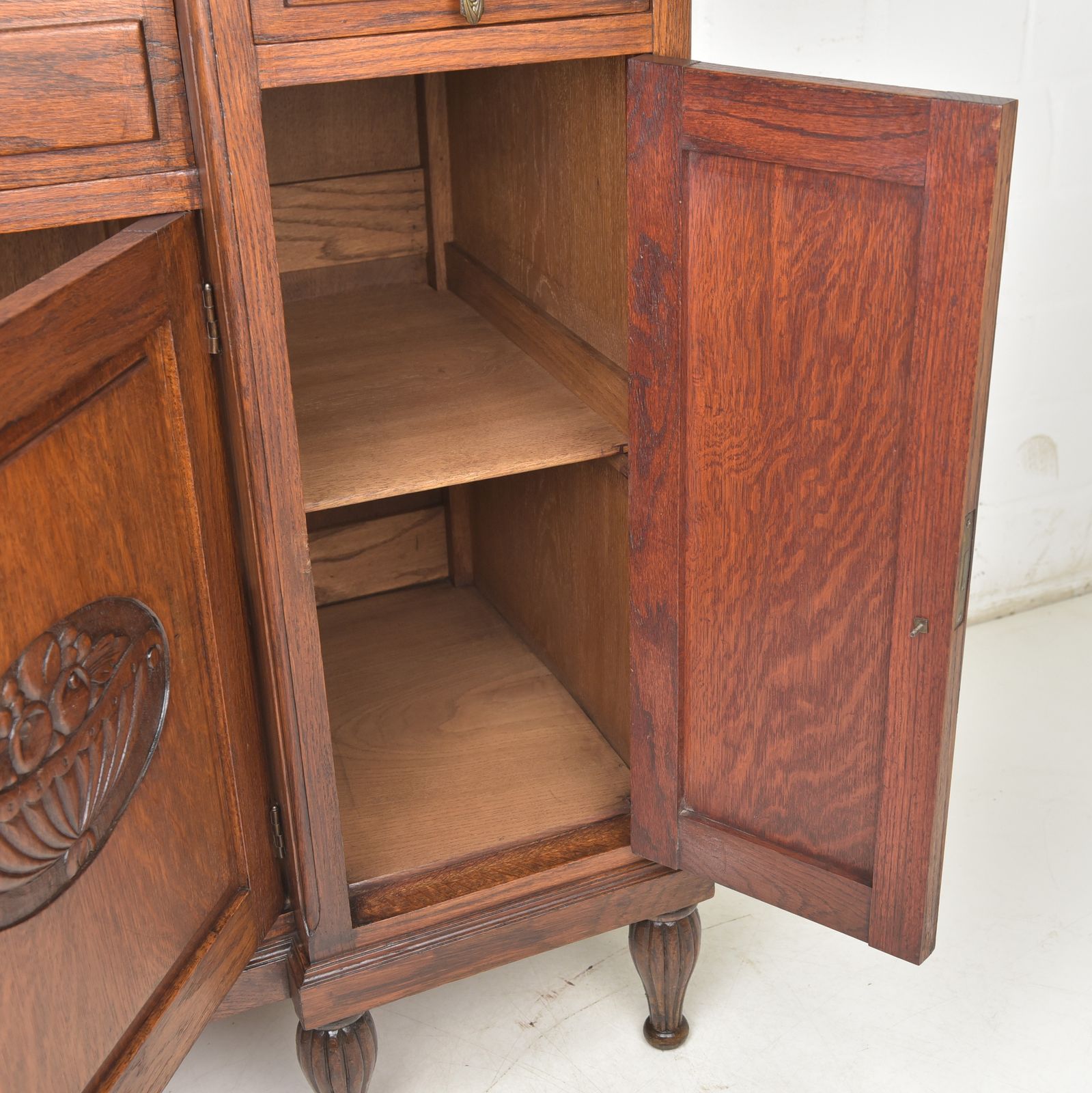 Antique! Tiered Sideboard Restored Art Deco Circa 1925 Oak Chest Of Drawers Sideboard photo vinterior